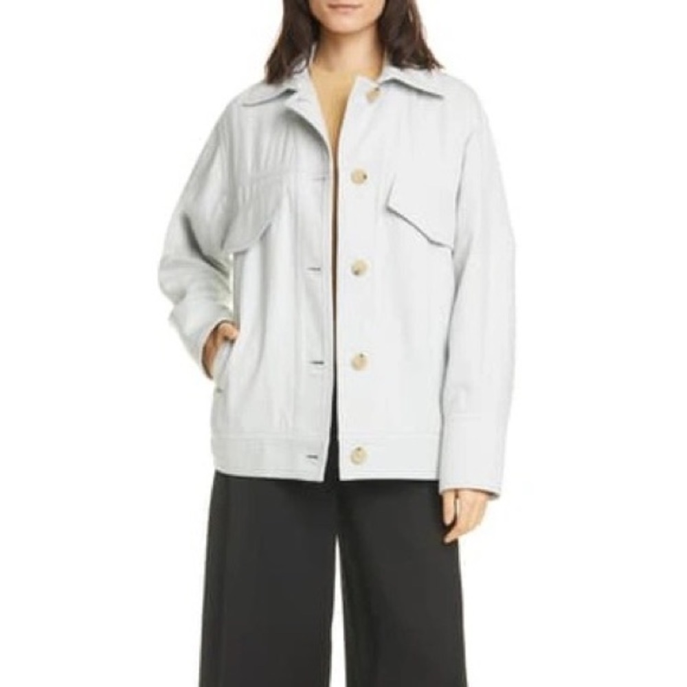 Vince 100% Cotton Oversized Lapel Jacket in Gray Sz XS